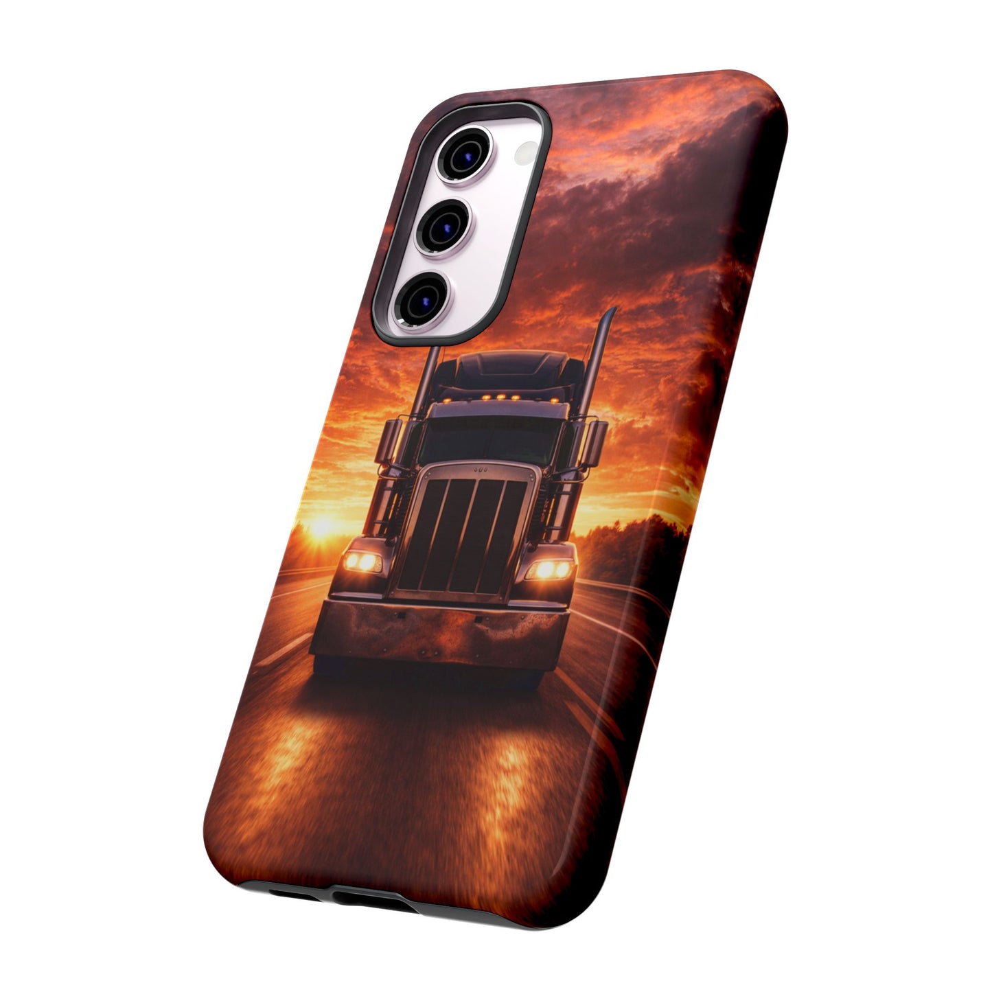 Big Rig Truck Phone Case Sunset Highway Semi Truck iPhone Samsung Cover