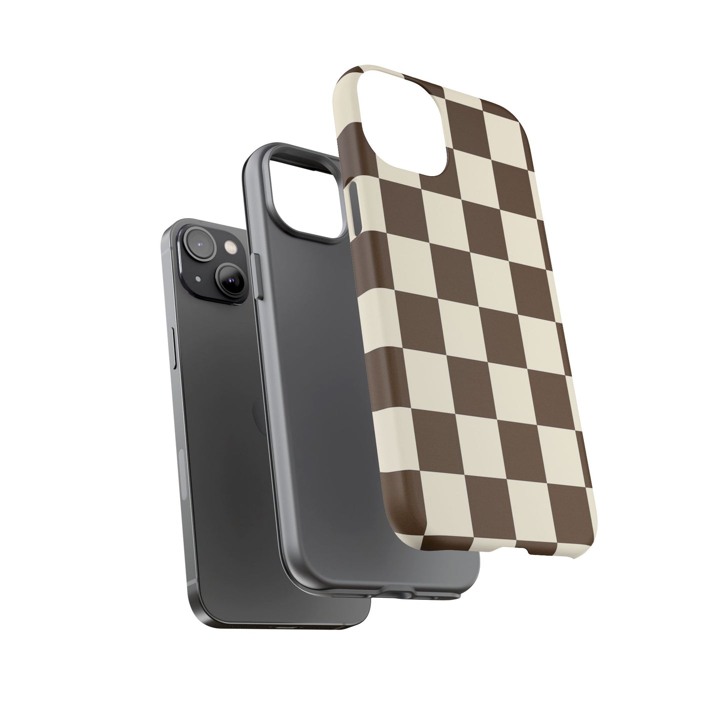 Mocha Checkerboard Phone Case | Neutral Aesthetic Tough Case