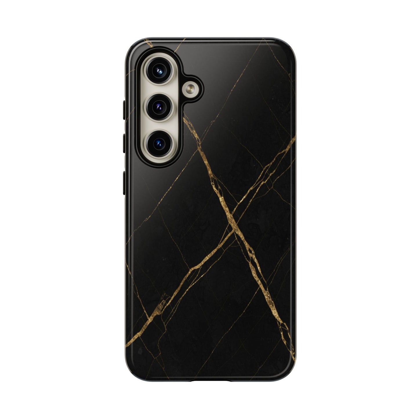 Black Marble Phone Case with Gold Veins – Luxury Minimal Aesthetic Tough Case