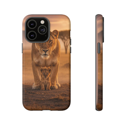 Lioness & Cub Phone Case | Safari Wildlife Tough Case for iPhone & Samsung