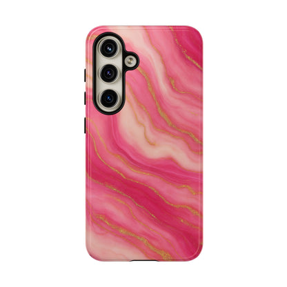 Pink Marble Phone Case | Rose Gold Swirl Aesthetic Tough Protective Case