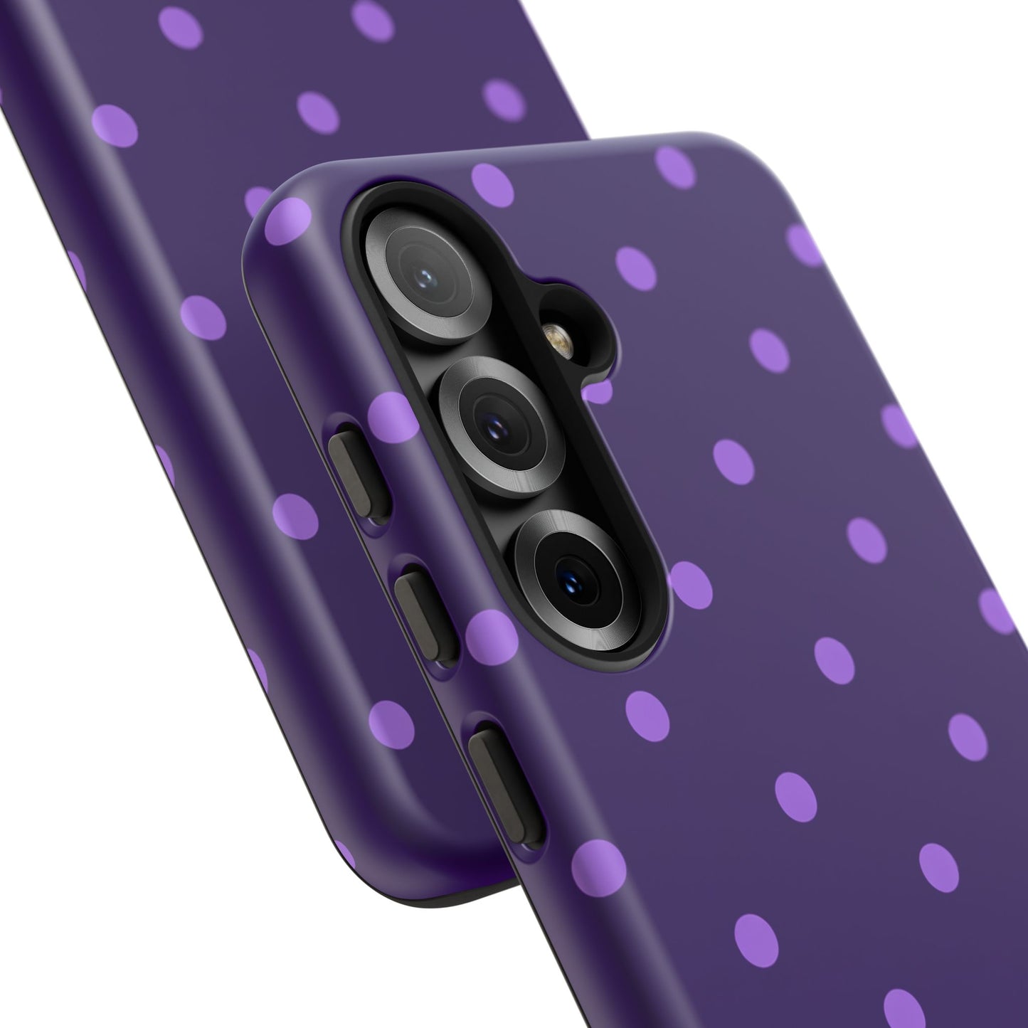 Purple Polka Dot Tough Phone Case – Cute Stylish Durable Protective Cover for Iphone, Samsung Galaxy and Pixel