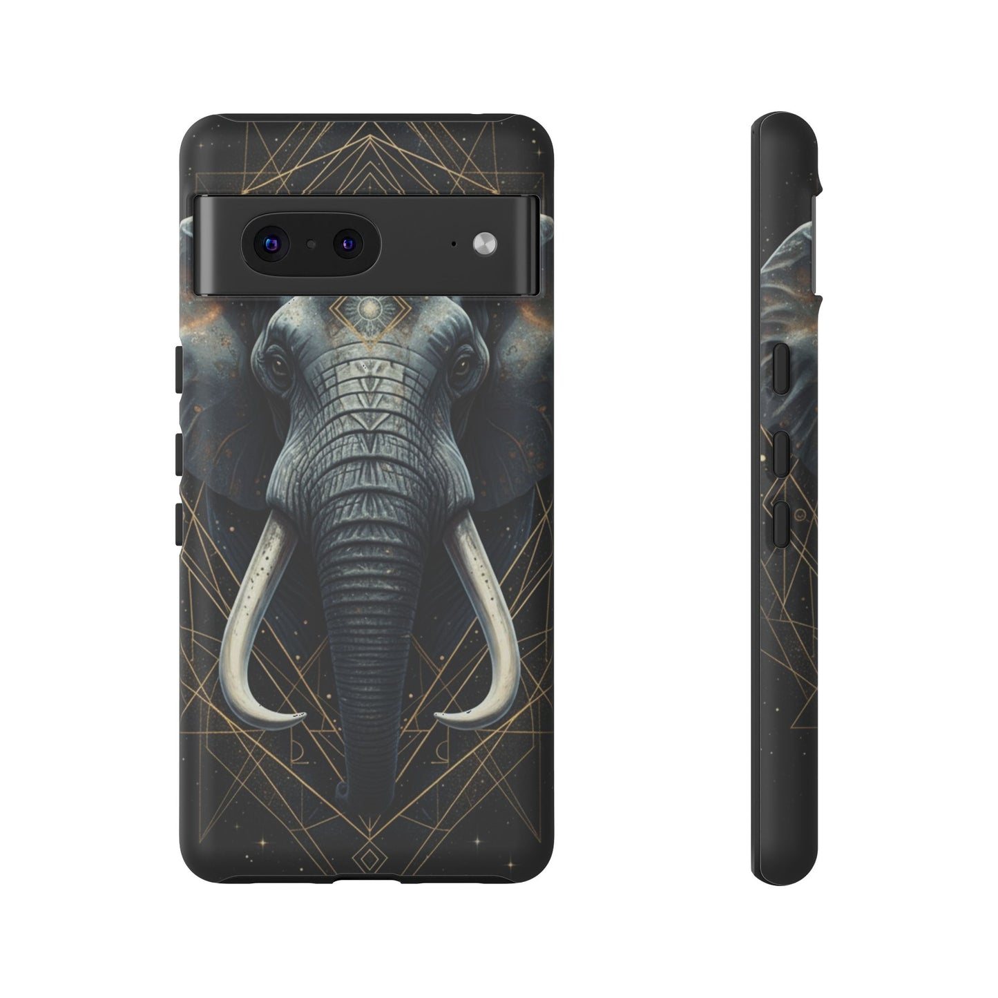 Elephant Mandala Phone Case – Black and Gold Spiritual Elephant Tough Protective Case