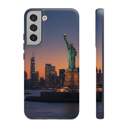 Statue of Liberty Sunset Phone Case – New York City Skyline Travel Aesthetic Tough Case