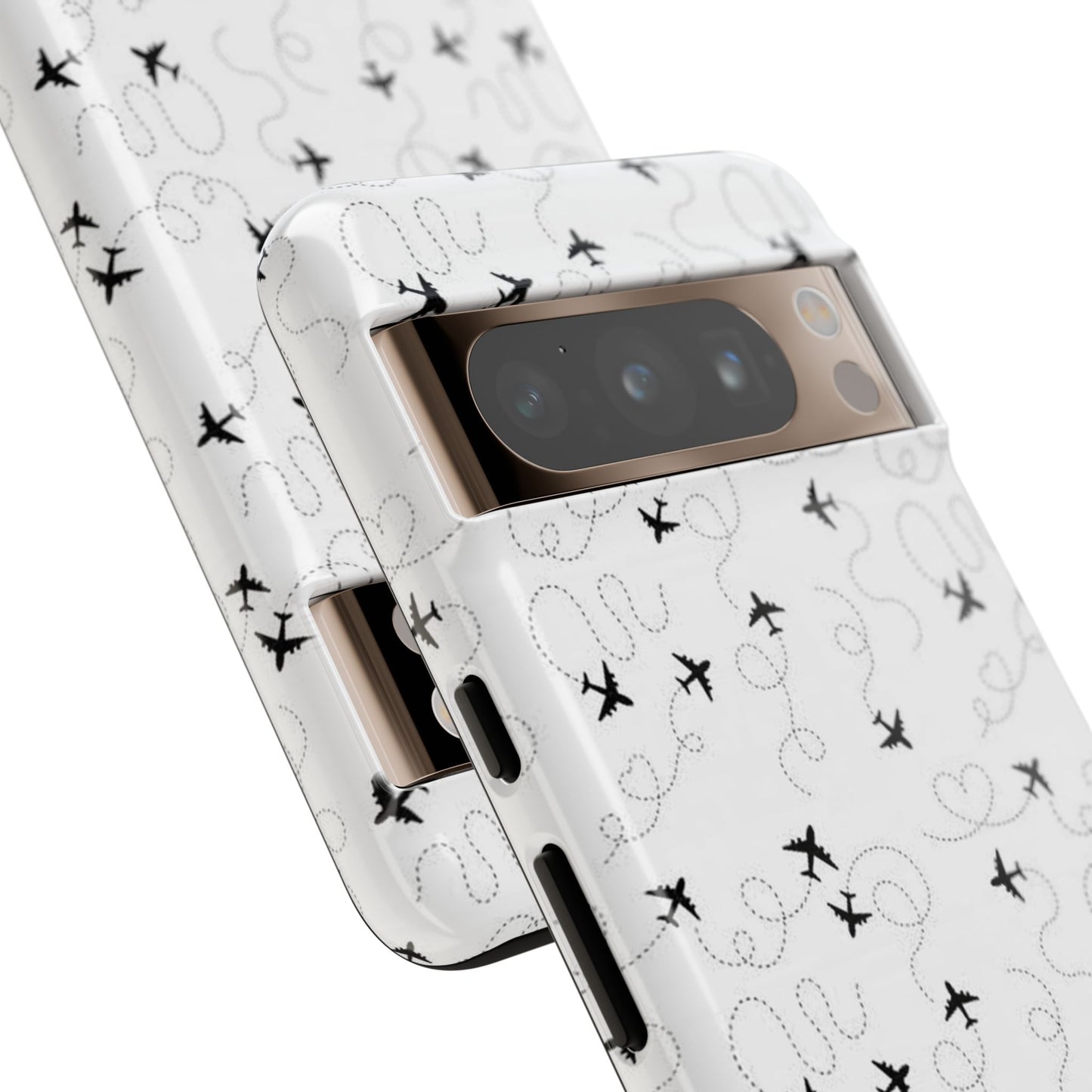 Minimal Paper Airplane Pattern Phone Case – Black White Aesthetic Tough Cover