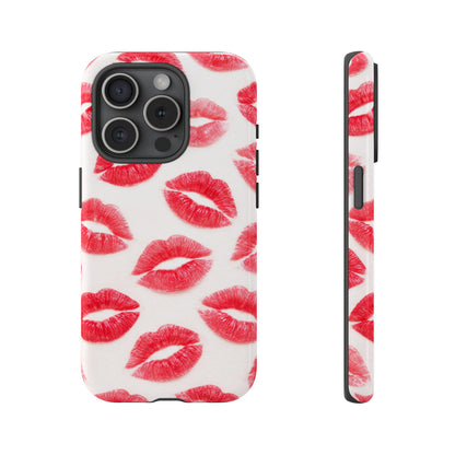 Red Lipstick Kiss Phone Case – Sexy Lip Print Pattern Tough Protective Cover