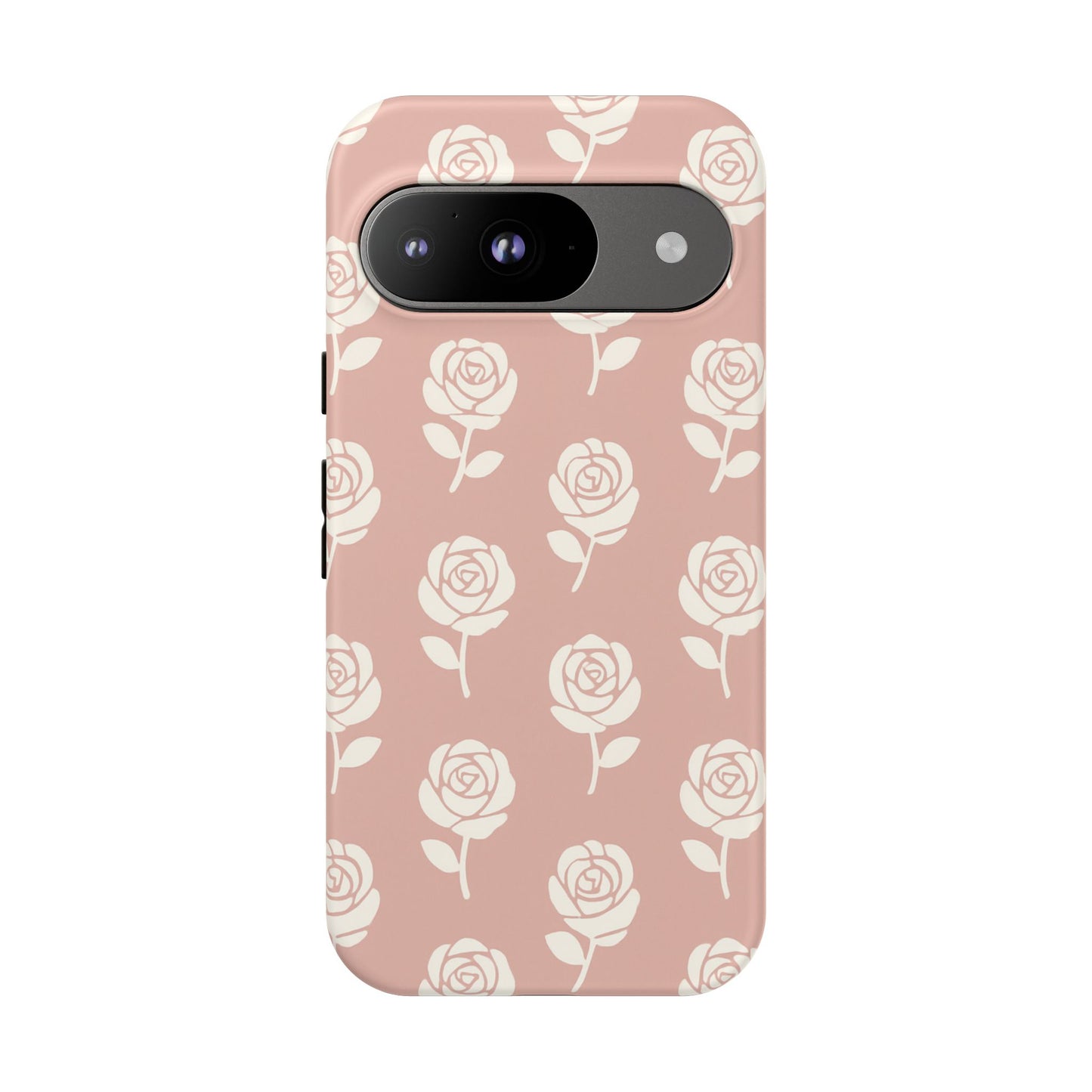 White Rose Pattern Tough Phone Case | Elegant Floral Aesthetic Case for Iphone, Samsung Galaxy and Pixel