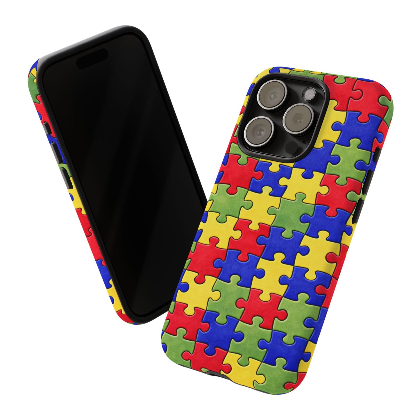 Colorful Puzzle Phone Case, Autism Awareness Jigsaw Design, Tough Protective Case, iPhone & Samsung Case, Vibrant Puzzle Pattern