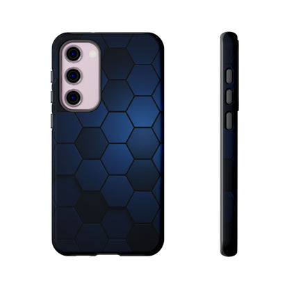 Blue Hexagon Gradient Phone Case | Honeycomb Geometric Tech Aesthetic | Minimalist Tough Case for iPhone & Samsung