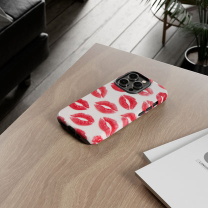 Red Lipstick Kiss Phone Case – Sexy Lip Print Pattern Tough Protective Cover