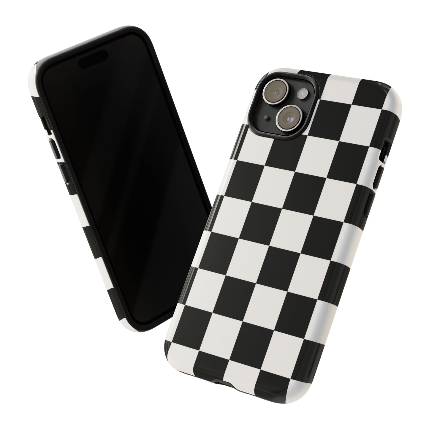Black & White Checkerboard Phone Case – Classic Aesthetic Tough Protective Case