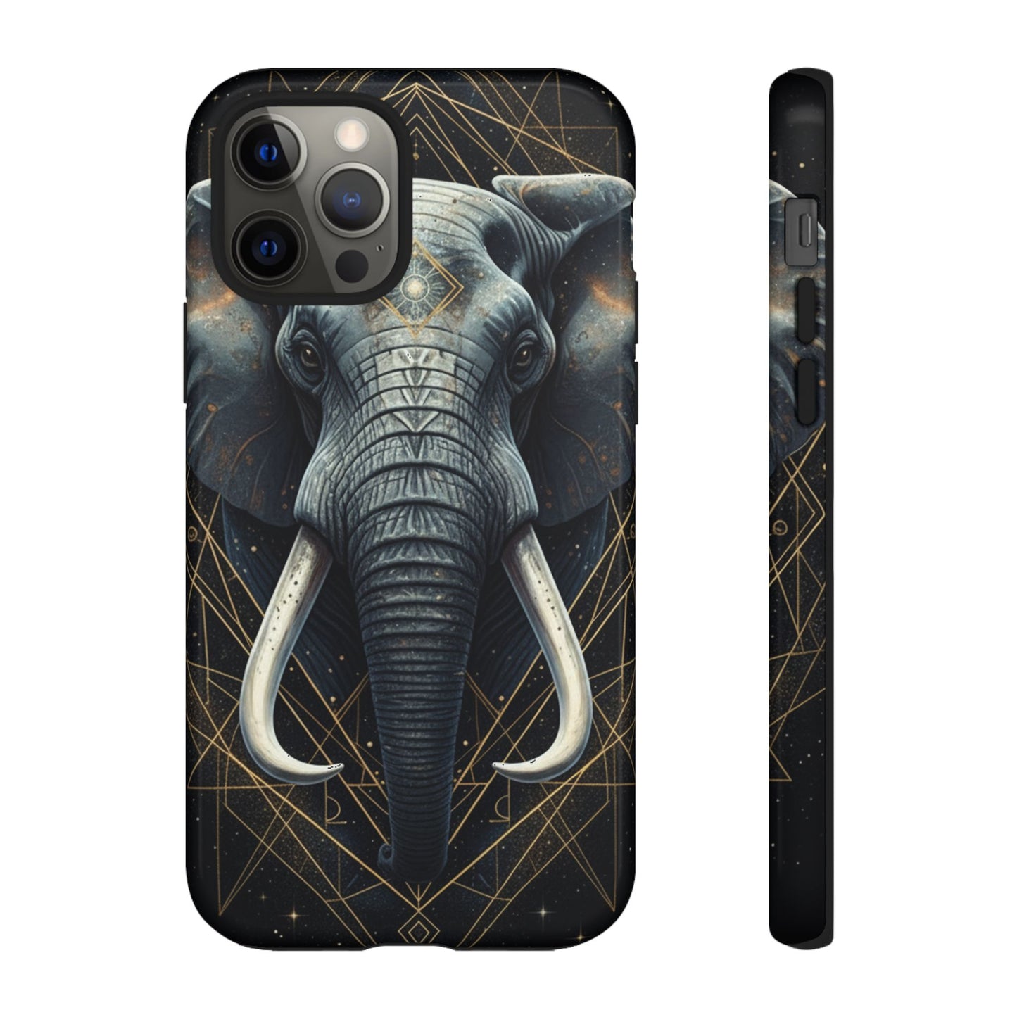 Elephant Mandala Phone Case – Black and Gold Spiritual Elephant Tough Protective Case