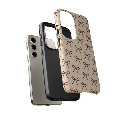 Coquette Bow Phone Case | Neutral Beige Aesthetic iPhone & Samsung Tough Case
