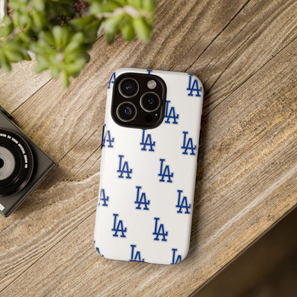 Blue LA Monogram Pattern Phone Case | Minimal Baseball Inspired Tough Cover