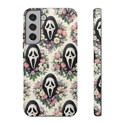 Floral Ghost Face Aesthetic Phone Case – Cute Spooky Tough Cover