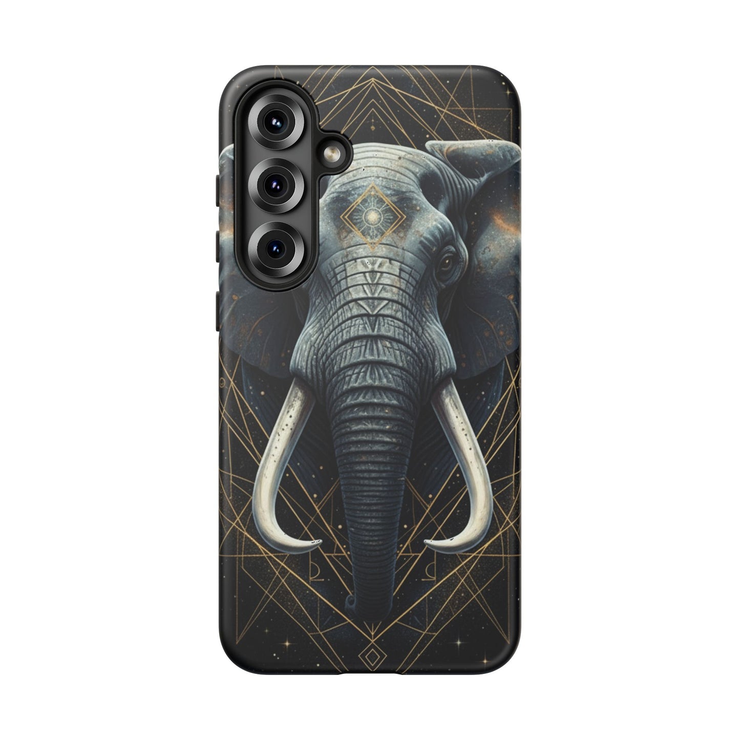 Elephant Mandala Phone Case – Black and Gold Spiritual Elephant Tough Protective Case
