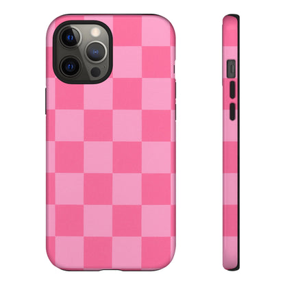 Pink Checkerboard Phone Case | Cute Aesthetic Checkered iPhone & Samsung Tough Case