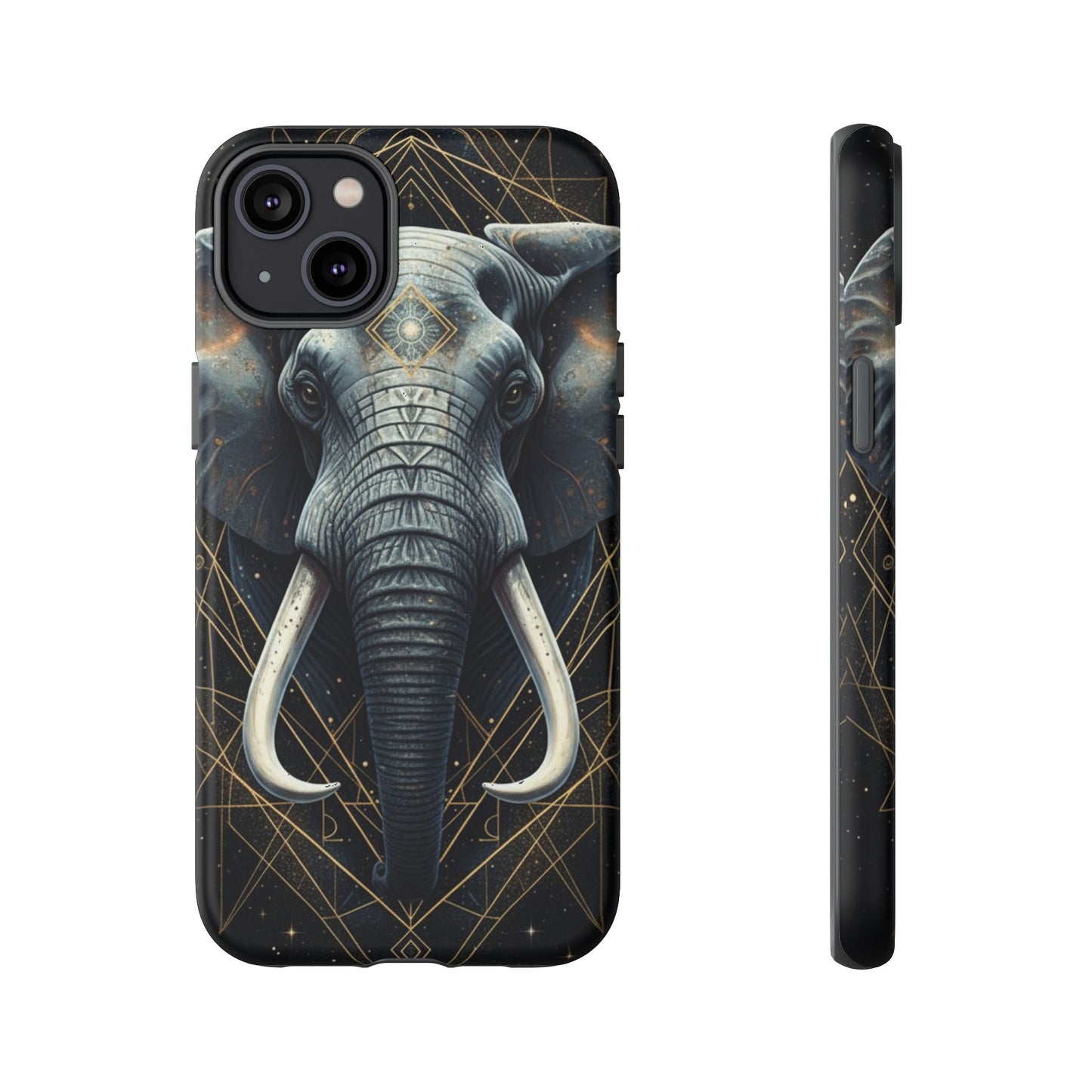 Elephant Mandala Phone Case – Black and Gold Spiritual Elephant Tough Protective Case