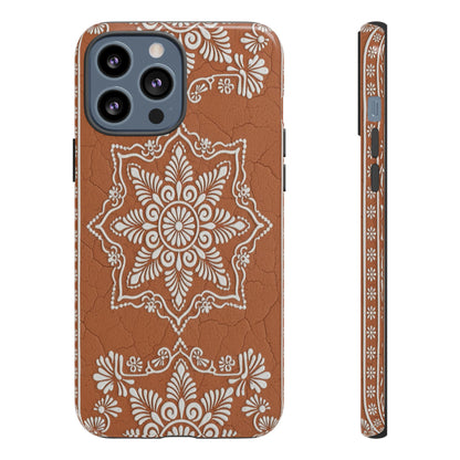 Talavera Terracotta Phone Case | Mexican Floral Pattern iPhone & Samsung Tough Case | Boho Clay Aesthetic Cover