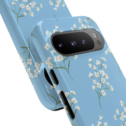 Baby’s Breath Floral Phone Case – Blue Minimal Flower Aesthetic Tough Case
