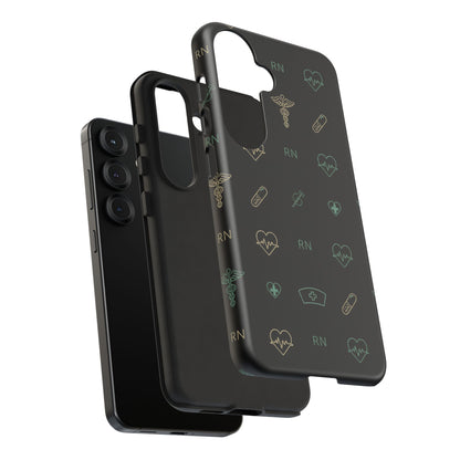 RN Nurse Phone Case – Minimal Medical Icon Pattern Healthcare Worker Tough Case