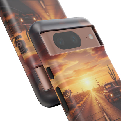 Route 66 Sunset Desert Highway Phone Case – Road Trip Travel Aesthetic Tough Case