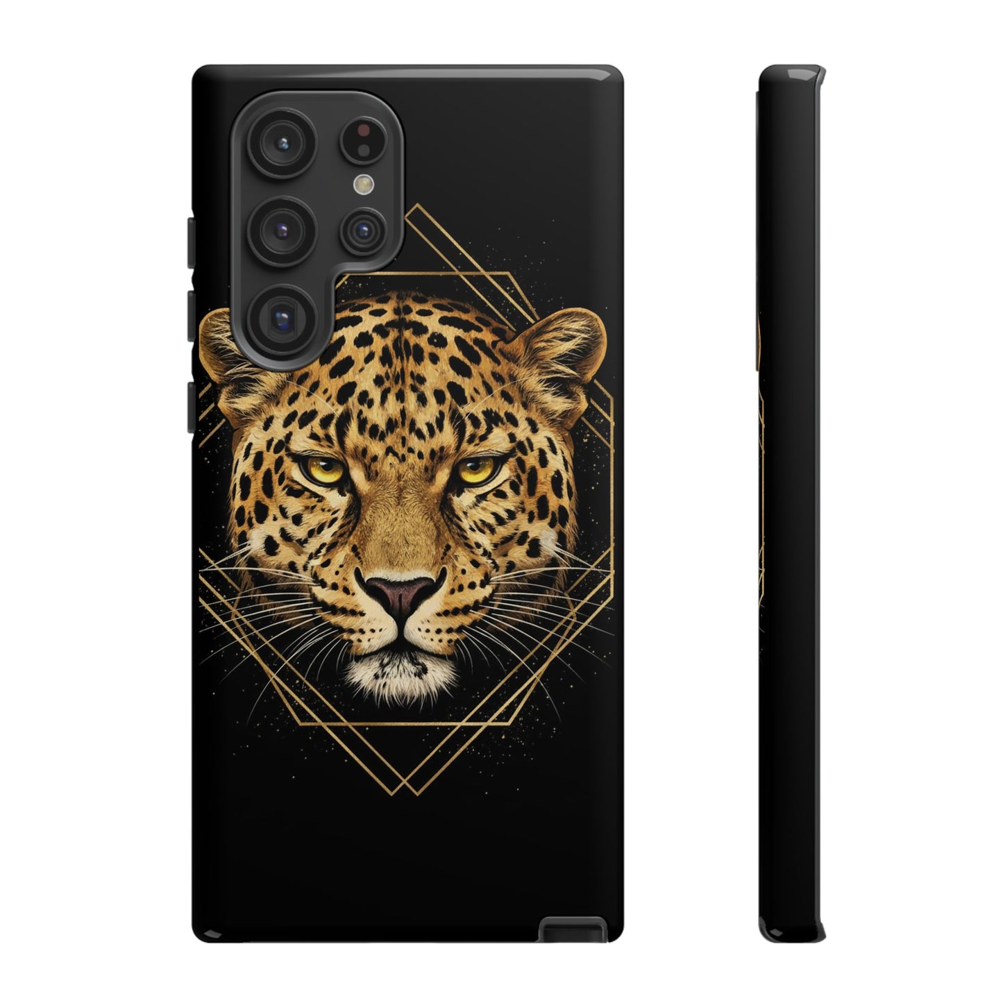 Leopard Phone Case – Black Gold Leopard Head Luxury Animal Tough Case