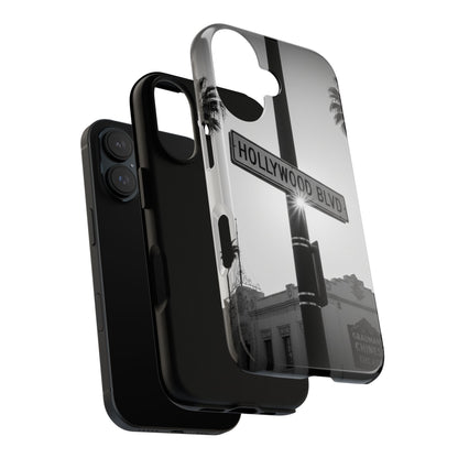 Hollywood Blvd Phone Case | Vintage Los Angeles Street Sign | Black & White LA Aesthetic