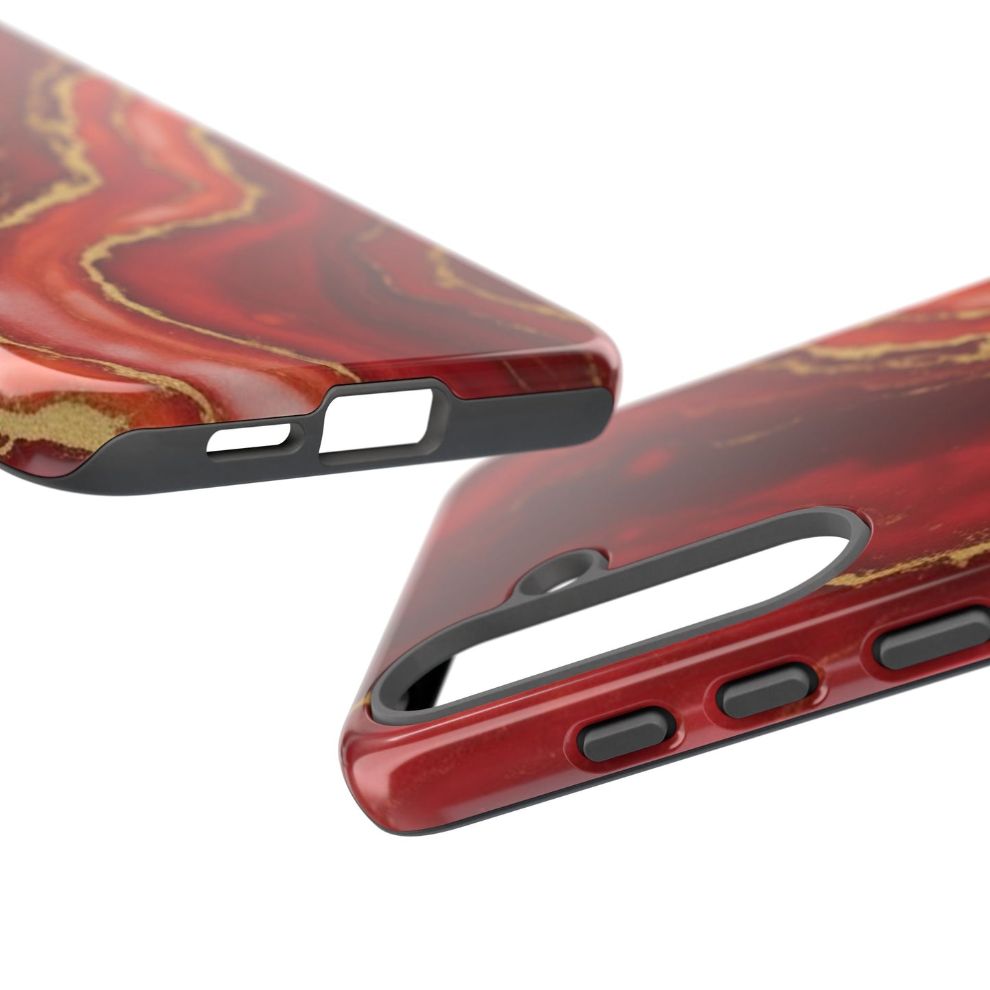 Red Agate Marble Phone Case – Gold Vein Luxury Stone Tough Case (iPhone, Samsung, Pixel)