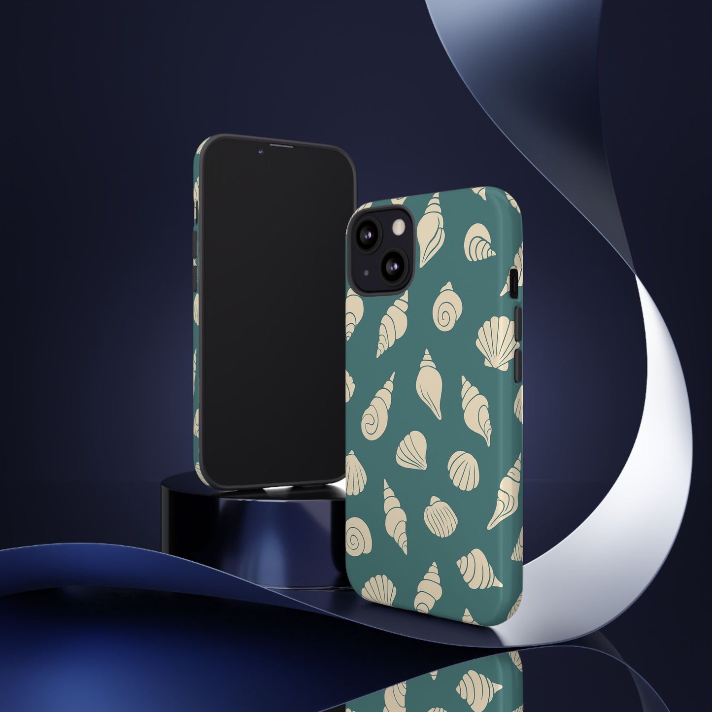 Seashell Pattern Phone Case | Teal Coastal Shells Tough Case for Iphone, Samsung Galaxy and Pixel