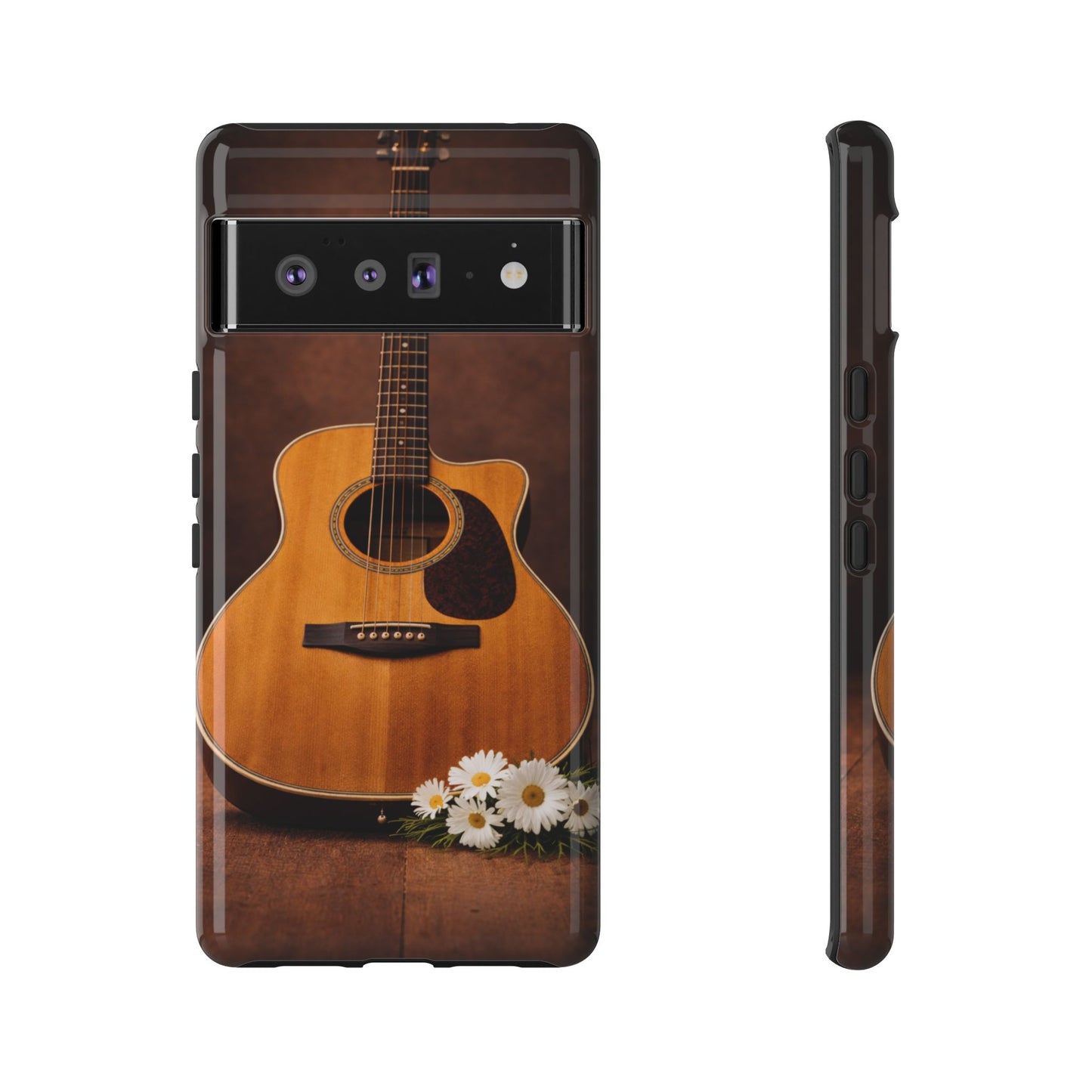 Acoustic Guitar Daisy Phone Case | Rustic Music Lover Tough Cover