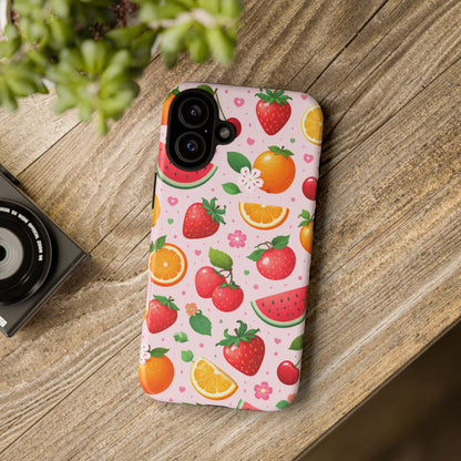 Fruit Phone Case – Tough Shockproof, Strawberry Cherry Citrus Summer Design for Iphone, Samsung Galaxy and Pixel