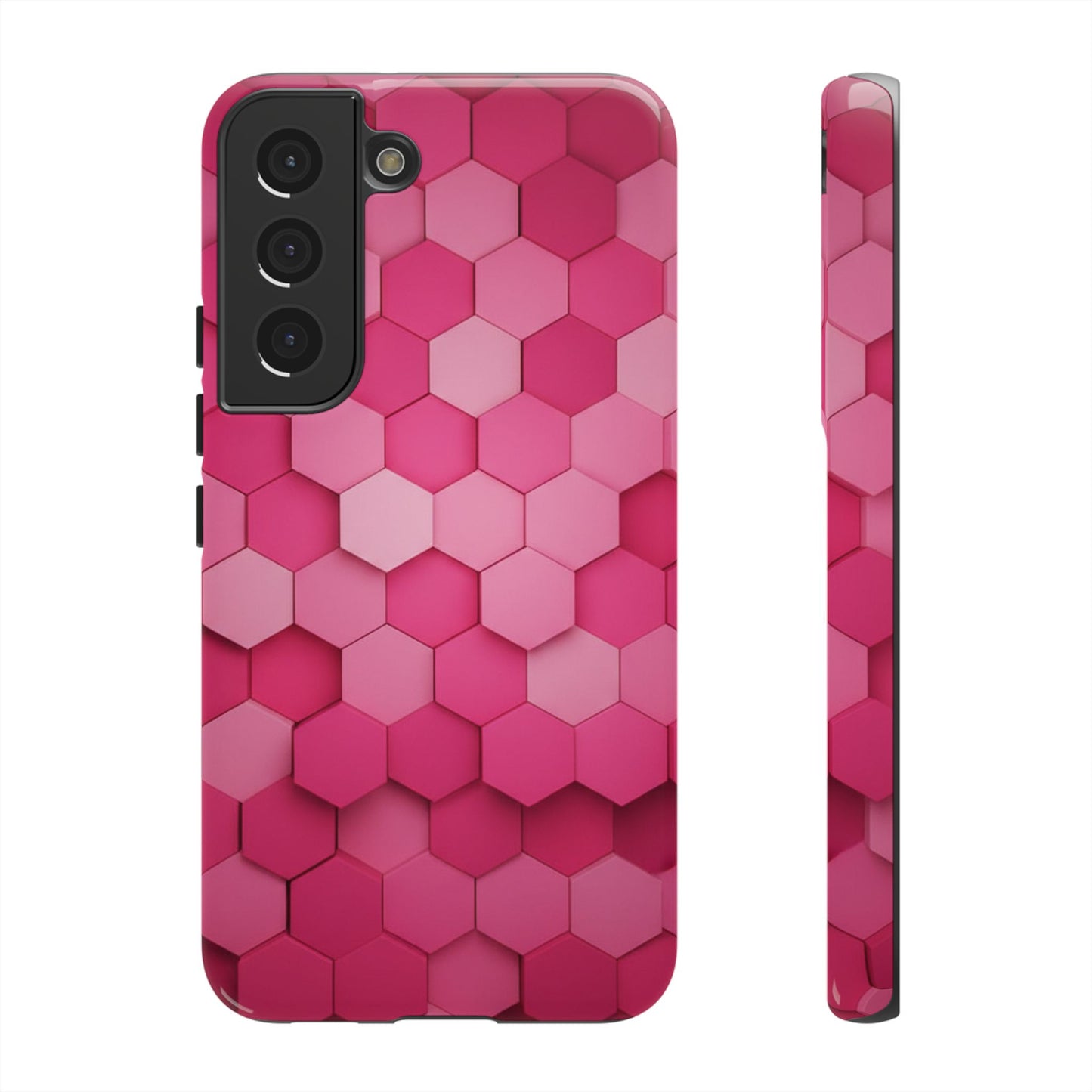 Hot Pink Hexagon Phone Case | Honeycomb Geometric Aesthetic | Cute Pink iPhone & Samsung Tough Protective Case