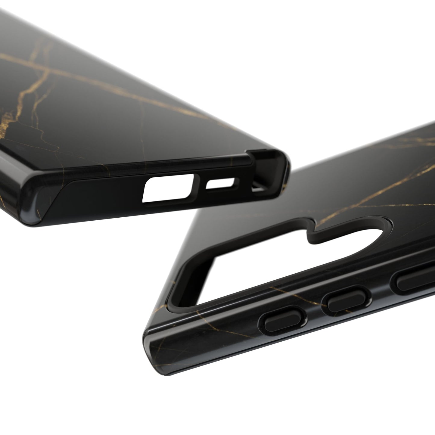 Black Marble Phone Case with Gold Veins – Luxury Minimal Aesthetic Tough Case