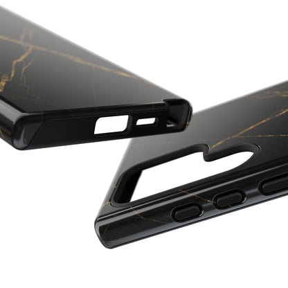 Black Marble Phone Case with Gold Veins – Luxury Minimal Aesthetic Tough Case