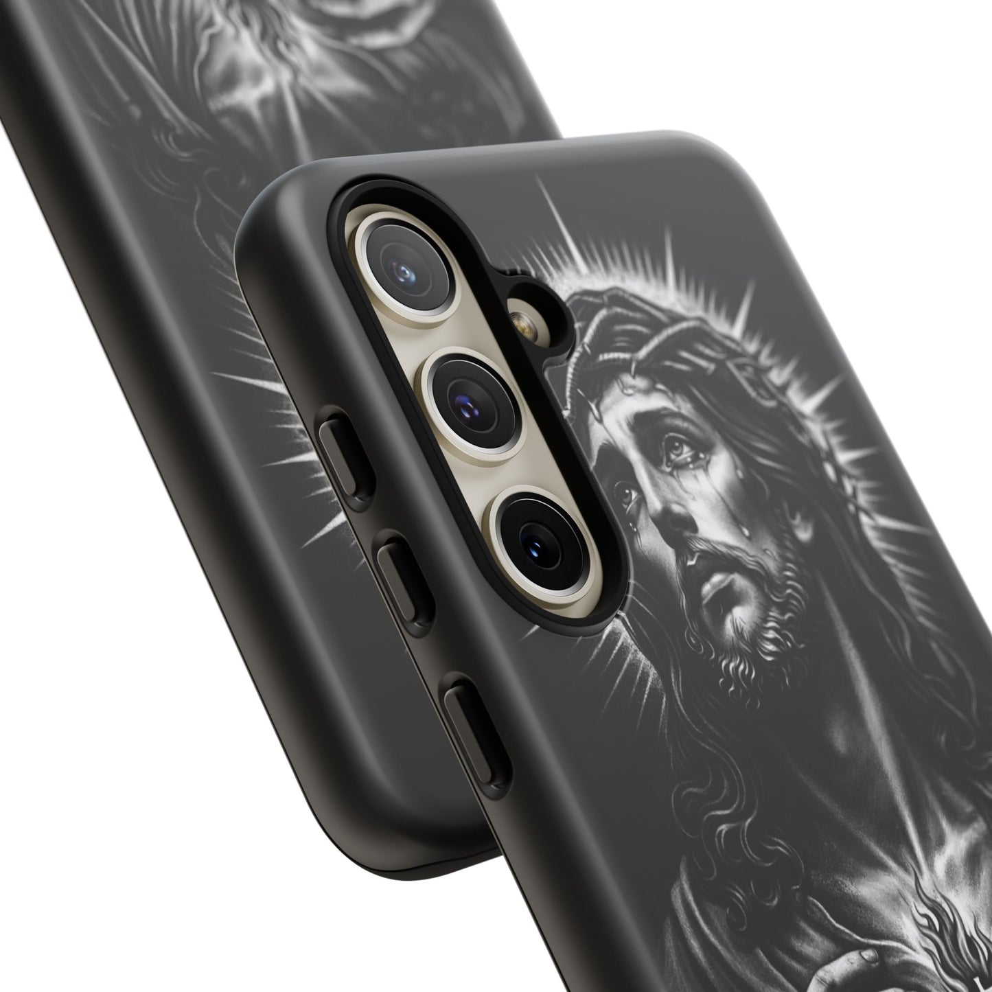 Jesus Sacred Heart Phone Case Black White Christian Faith Aesthetic