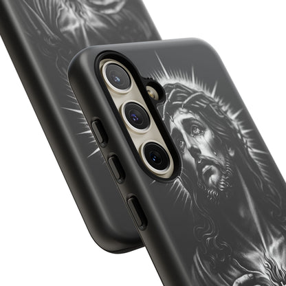 Jesus Sacred Heart Phone Case Black White Christian Faith Aesthetic