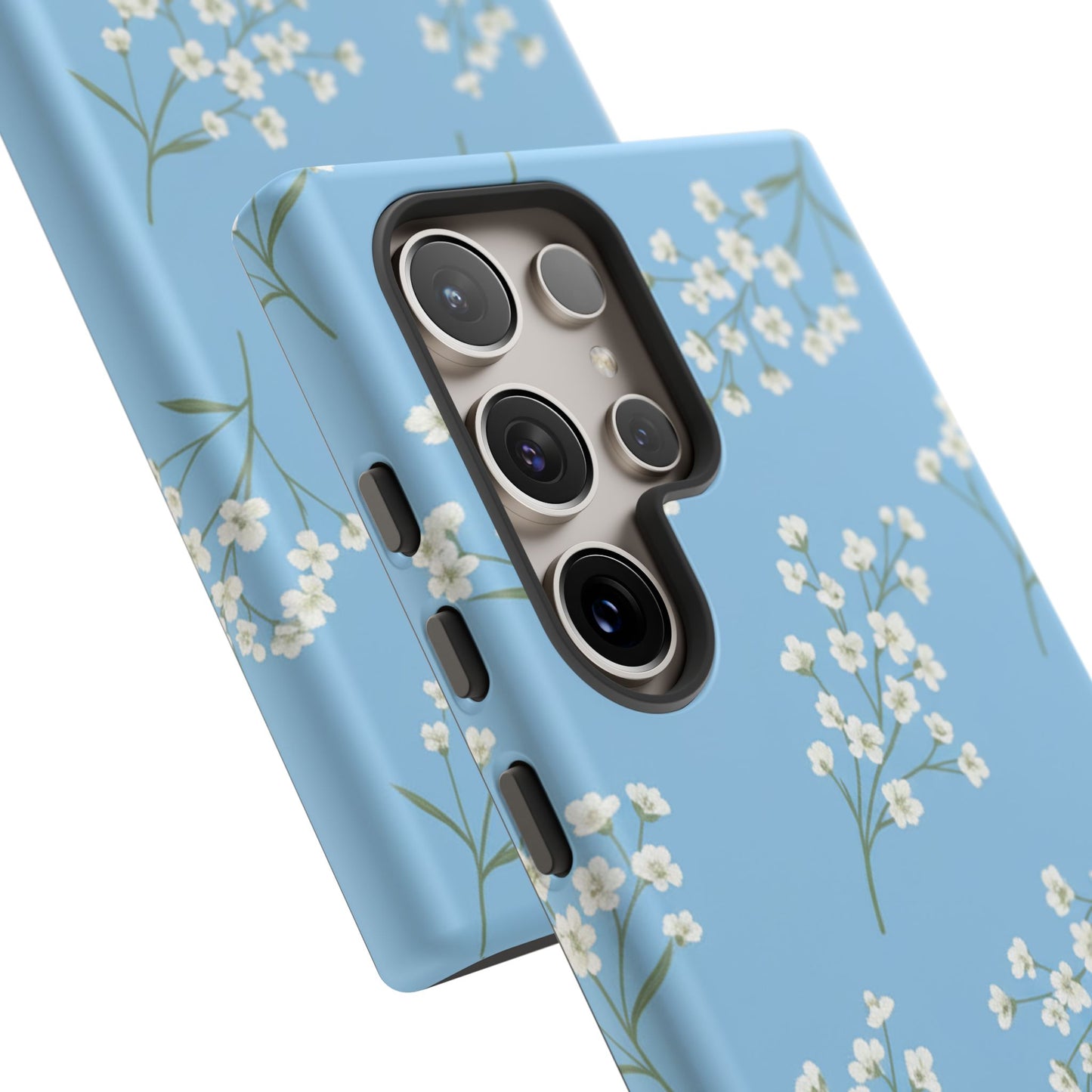 Baby’s Breath Floral Phone Case – Blue Minimal Flower Aesthetic Tough Case