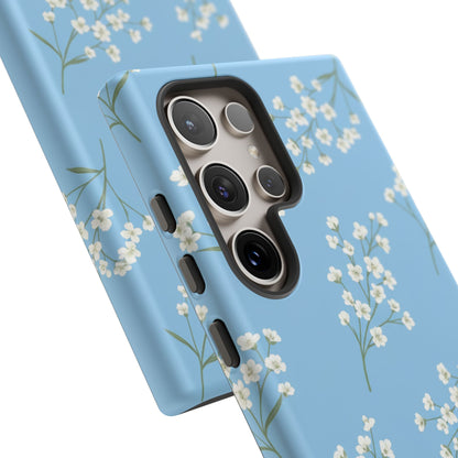 Baby’s Breath Floral Phone Case – Blue Minimal Flower Aesthetic Tough Case