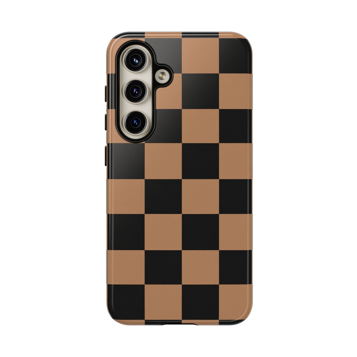 Brown Checkered Phone Case | Aesthetic Checkerboard iPhone & Samsung Tough Case