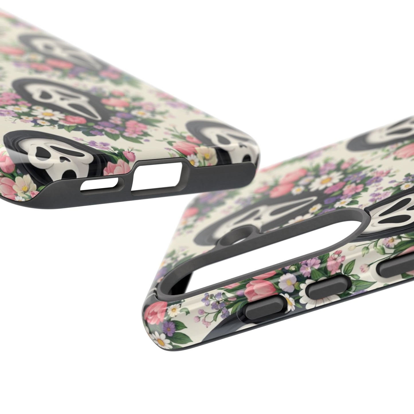 Floral Ghost Face Aesthetic Phone Case – Cute Spooky Tough Cover