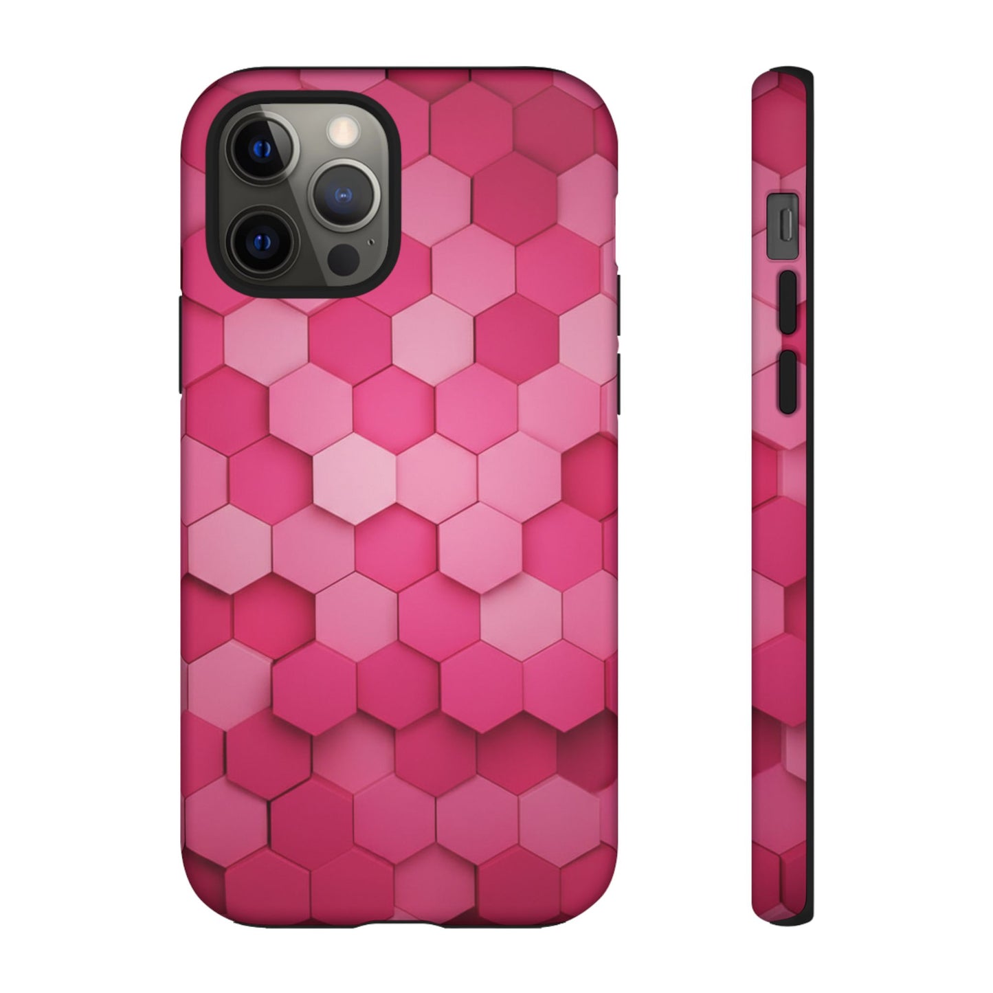 Hot Pink Hexagon Phone Case | Honeycomb Geometric Aesthetic | Cute Pink iPhone & Samsung Tough Protective Case
