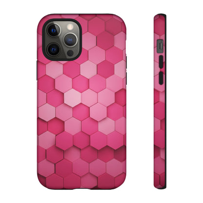 Hot Pink Hexagon Phone Case | Honeycomb Geometric Aesthetic | Cute Pink iPhone & Samsung Tough Protective Case