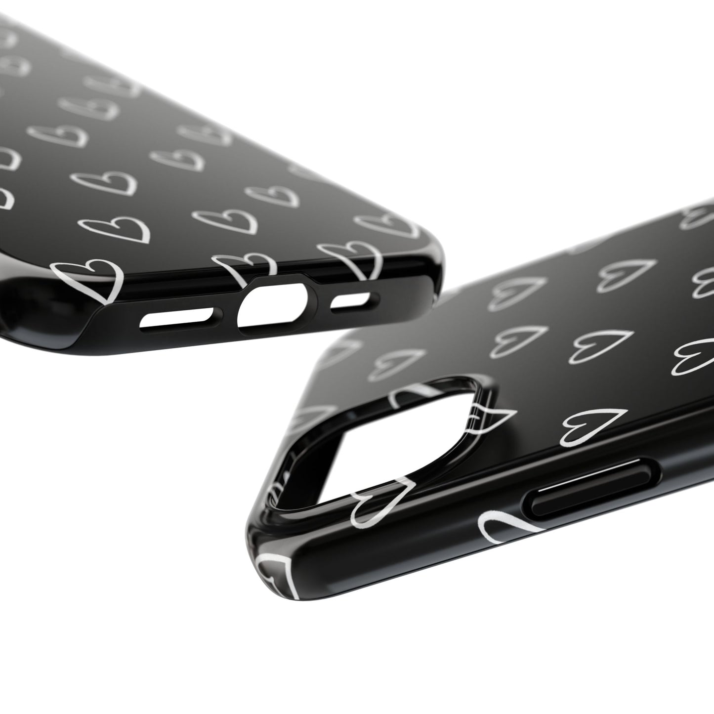 Doodle Heart Phone Case – Minimal Black & White Heart Pattern | Tough Protective Case