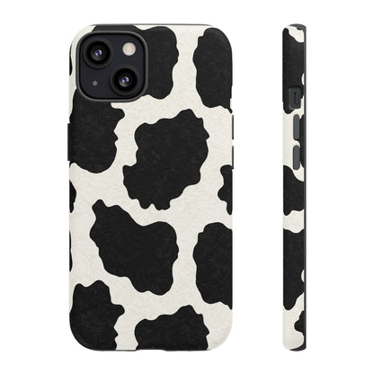Black & White Cow Print Phone Case | Western Aesthetic iPhone & Samsung Tough Case