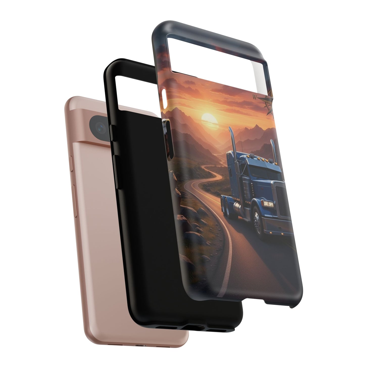 Semi Truck Sunset Phone Case | Trucker Gift | Diesel Truck Highway Road iPhone & Samsung Tough Protective Case