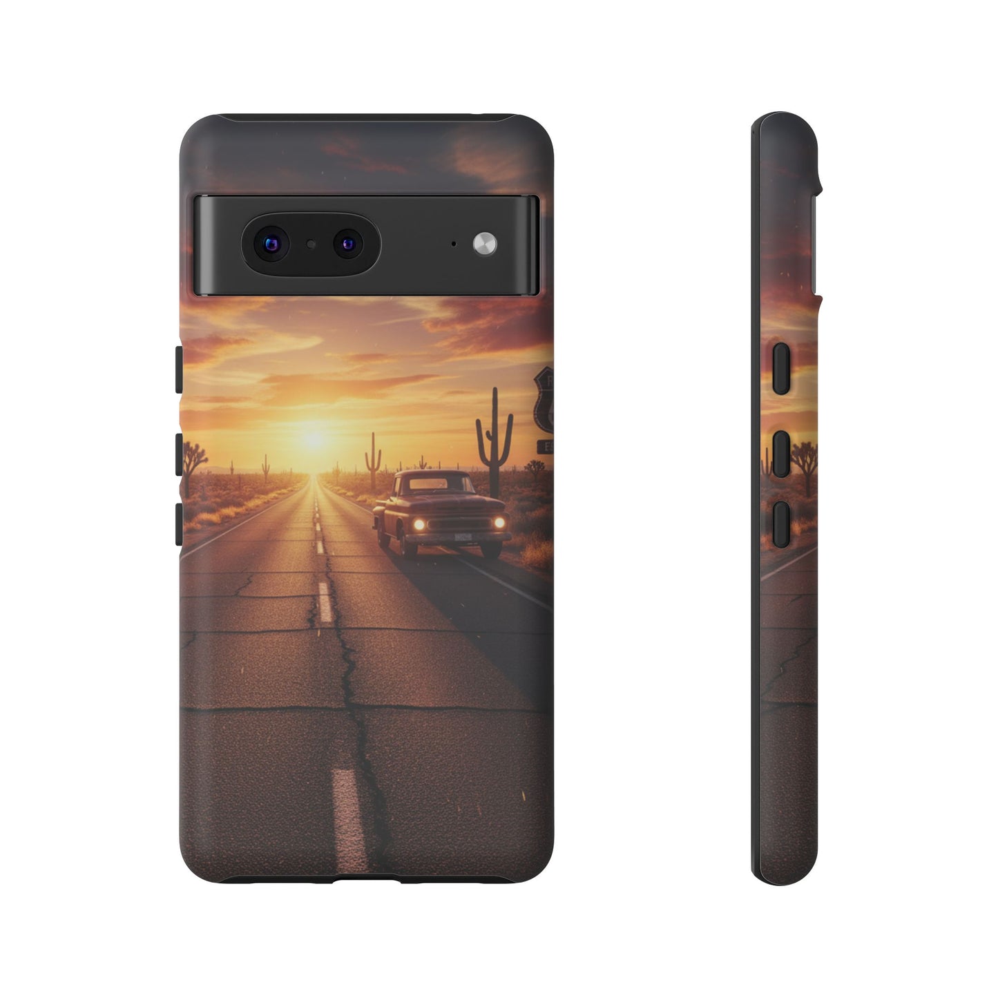 Route 66 Sunset Desert Highway Phone Case – Road Trip Travel Aesthetic Tough Case