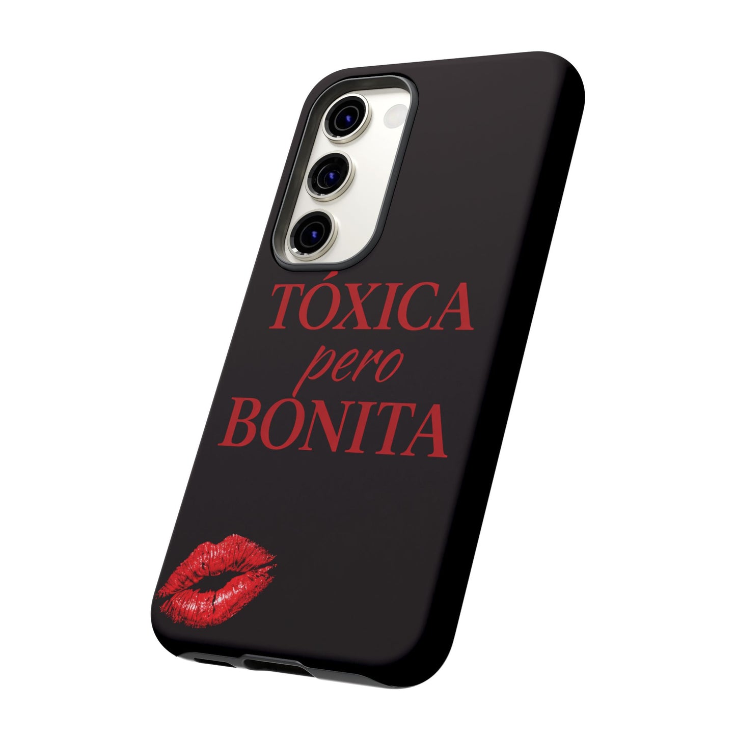 Toxica Pero Bonita Phone Case, Latina Quote Case, Red Lips Aesthetic, Spanish Saying Case, Trendy Tough Cover