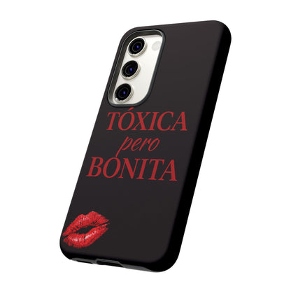 Toxica Pero Bonita Phone Case, Latina Quote Case, Red Lips Aesthetic, Spanish Saying Case, Trendy Tough Cover