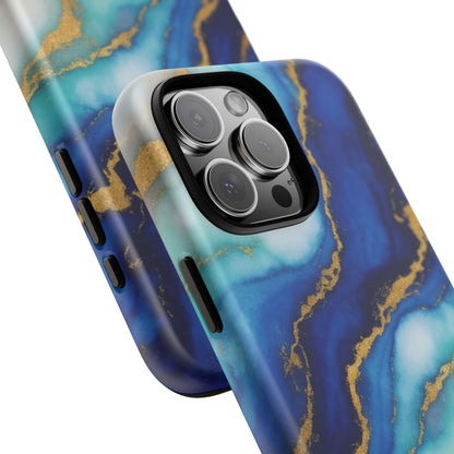 Blue & Gold Marble Phone Case – Luxury Resin Art Tough Case (iPhone, Samsung, Pixel)